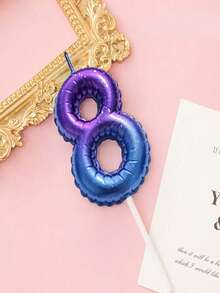 1pc-2pcs Blue Ombre Gradient 0-9 Number Birthday Candles, Creative Romantic Party Dreamy Gradient Candles - Blue - View 11