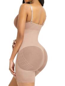 Women High Elastic Knit Seamless Faja Shapewear Hip Enhancer Bodysuit Full Body Shaper - 杏色 - 查看 9