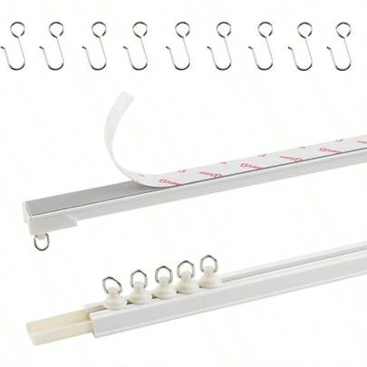 TYRON Adhesive Curtain Track Ceiling Or Wall Mount 224/18.7 FT For Room Divider No Drill No Tools Self Adhesive Curtain Rod With No Damage Installation Ideal For Living Room Bedroom Bathroom Easy To Install And Remove Without Leaving Marks