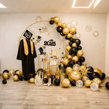 78 piezas Kit de arco de guirnalda de globos negro y dorado, incluye globos de látex de 18 pulgadas y 10 pulgadas, adecuado para decoración de Año Nuevo, cumpleaños, suministros para fiestas de graduación, boda, despedida de soltera, aniversario, decoración de cumpleaños, decoración romántica, fiesta, baby shower, decoración del hogar, decoración de habitación, telón de fondo para fotos, Año Nuevo, Navidad - Multicolor - Ver 4