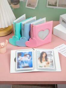 1Pc 3 Inch Photocard Holder Heart Love / Round-Shaped Hollow Photo Album Card Binder Mini Pictures Storage Book, Small Card Storage Album, Ideal For Organizing Photos And Memorabilia, Kpop Accessories | Decorative Album, Kpop Collectibles, Collectible Organizer - Perfect For Storing & Displaying Photocards - Ideal Gift For Collectors & Teen Girls