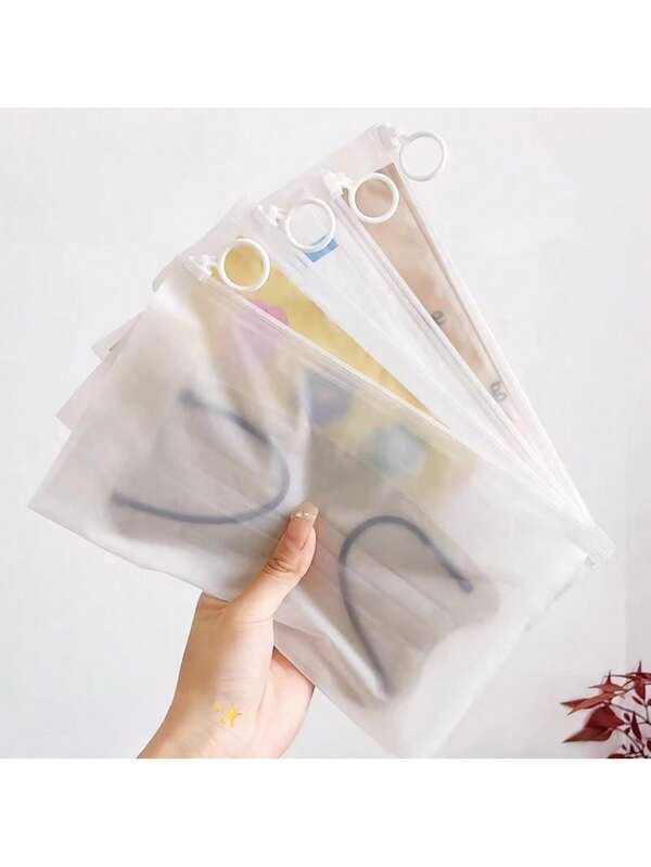 1/5/10/15 pièces Sac de rangement multifonction unisexe à tirette givrée, sac de rangement étanche à l'humidité, convient pour les voyages et l'usage quotidien. En raison de facteurs tels que l'affichage et les pixels, il peut y avoir de légères différences de couleur. Veuillez vous référer au produit réel pour plus de précision.