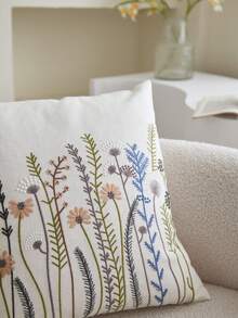 1pc Colorful Wild Flower Embroidered Linen Throw Pillow Cover, Home Decor Suitable For Living Room, Bedroom, Party And Various Environments, Spring/Summer - Multicolor - View 7