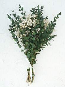 1 Bouquet White Baby's Breath Gypsophila - Preserved Long-Lasting Flowers, Freestanding, No Electricity Or Feathers Needed, Ideal For Wedding Invitations And Home Decor - Green Fine Leaves - View 1