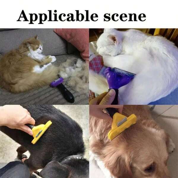 Pet Hair Removal Comb For Cats &Amp; Dogs, Stainless Steel Grooming Tool, 2.59in &Amp; 3.93in Blade Sizes, Effective Sheddi...