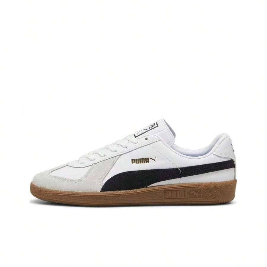 Giày thể thao cổ thấp PUMA Army Trainer phong cách retro, unisex, màu trắng/xám/đen - Trắng xám đen - Xem 1