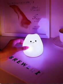 1个LED猫咪儿童夜灯，3节AAA电池供电硅胶动物可爱猫咪造型婴儿房夜灯，便携式夜灯，多色可选，是送给女性、婴儿、儿童、幼儿、少女的理想礼物。 - 彩色 - 查看 11