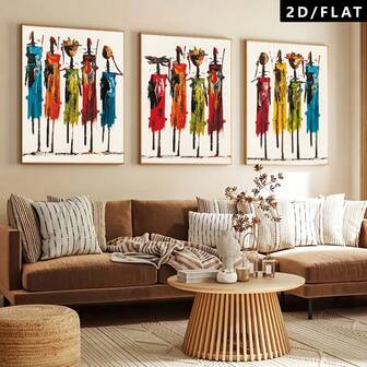 1/3 st afrikansk kvinnlig porträtt oljemålning, modern abstrakt konst väggdekor, väggkonsttryck, retro poster affischer, väggbonad, lämplig för sovrum, vardagsrum, kontor, kök, matsal, kafédekor, rumdekor, festivalfest konstdekor (utan ram)