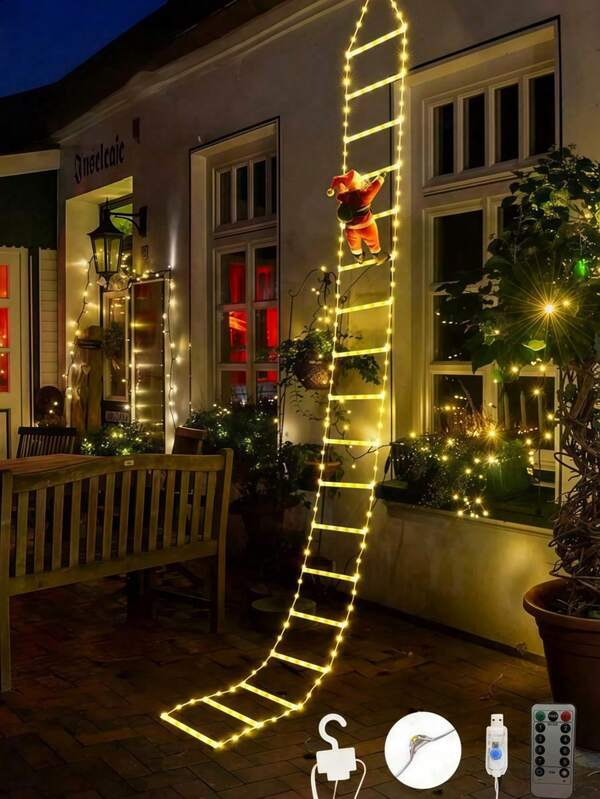 3m/9.84ft Christmas Decoration Ladder Lights - Christmas Fairy Lights, Christmas Ladder Decoration Lights, With Santa Claus, Suitable For Indoor And Outdoor, Windows, Garden, Home, Wall, Christmas Tree Decoration, Christmas Gifts, Meaning Santa Claus Coming To Your Home Christmas Decoration XMAS Decor Christmas Tree Gift Decor Christmas Decoration XMAS Decor Christmas Tree Gift Decor Thanksgiving Wedding Home Decor Home Decor Fall Decor Autumn Decor Birthday Decorations For Gifts Party Supplies Indoor Outdoor Garden Holiday Festival Decor Halloween Decor Wall Decor Halloween Ornaments