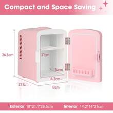 iceBlue 4L Mini Fridge For Makeup & Drinks - Car/Home Portable Cooler,LED Mirror Skincare Refrigerator - 粉色 - 查看 5