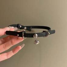1pc Small Bell Black Niche Choker Necklace Collarbone Chain Women's Necklace Neckband Neck Ring - màu đen - Xem 3