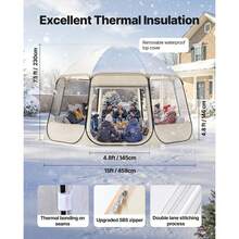 Pop Up Bubble Tent, 15 X 13.8 Ft Waterproof & UV-Resistant, Clear Camping Tent Shelter, Outdoor Garden Dome Tents With Windows, 540° Panoramic View, For 12-15 Persons Patio Backyard - 15*13.8ft - 查看 5