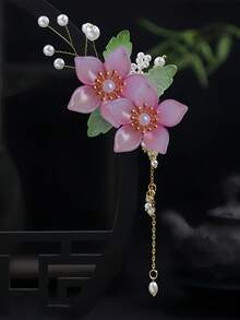 1个复古春夏粉色樱花流苏发夹，不褪色，长10厘米，时尚发饰，优雅时尚发爪，适合女性和女孩，日常装饰发髻、马尾辫、侧刘海，头部配饰，情人节配饰，女士发饰，发夹 - 彩色 - 查看 13