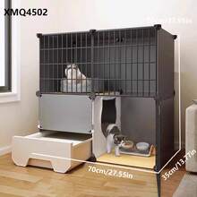 Indoor Cat Litter Box Cage With Large Free Space, Cat House, Cat Villa - Multicolor - View 7