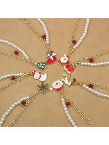 1 Pc Personalized Christmas-Themed Bracelet With Stylish Santa, Reindeer, And Snowflake Patterns And Bells. A Christmas Wrist Accessory Perfect As A Small Gift Or Souvenir For Christmas Parties, Birthday Parties, Holiday Gatherings, Or Family Get-Togethers, Ideal For Giving To Friends And Family