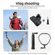 Accessories Kit For Go ProWaterproof Case+Neck Mount+Selfie Stick+Clamp Mount+Chest Strap For Go Pro Hero 12 11 10 9 8 7 6 5 4 Max Insta360 X3 X2 Go 3 Action 3 2 Action Cameras Accessory For Summer Vacation, Travel, Outdoor Activities, Live Streaming, Stable Recording Vacation Travlel Outdoor Activities Live Streaming Vlogging Equipment Tripod - Black - View 6