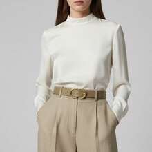 Kit 2 Women's Belt 2D Double Inverted Round Buckle Current Fashion Winter Summer 96040K2 - 焦糖色和米色 - 查看 3