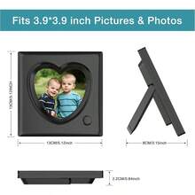 Picture Frame Personalized Voice 20S Recordable, 3.9x3.9 Love Heart Shape Gifts Graduation, Birthday, Wedding, Photo Frame Tabletop Desk Bookshelf Office Home - Black + 3.9*3.9 - View 4