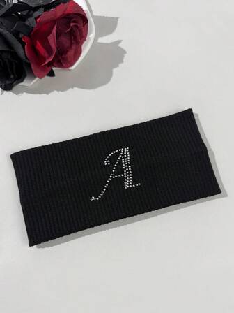 1pc Fashion Letter Rhinestone Headband, Versatile Casual Sports Sweatband For Workout, Yoga, Gym Women Bandanas Winter Hair Accessories Winter Hair Bands Warm Head Wrap