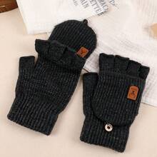 1 Pair Warm Touchscreen Gloves, Knitted Cycling Outdoor Gloves With Flip-Top Mitten Cover, Unisex, Thickened & Thermal Lined, Winter - Multicolor - View 8