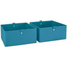 RiverRidge - Juego de 2 contenedores de almacenamiento plegables para niños, organizador de contenedores de 10.5 pulgadas con asas, organizadores de clóset amarillos y almacenamiento para juguetes,(Turquesa) - Multicolor - Ver 5