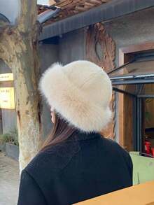 1顶女士毛绒冬季渔夫帽，时尚加厚保暖冬帽，防风保暖护耳渔夫帽，适合女性，保暖、时尚又可爱，适合秋冬季穿搭，可搭配羊毛大衣。 - 彩色 - 查看 8