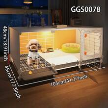 Dog Crate With Potty, Large Indoor Rabbit Hutch, Cat Cage With Litter Box, Small Animal Cage - Multicolor - View 1