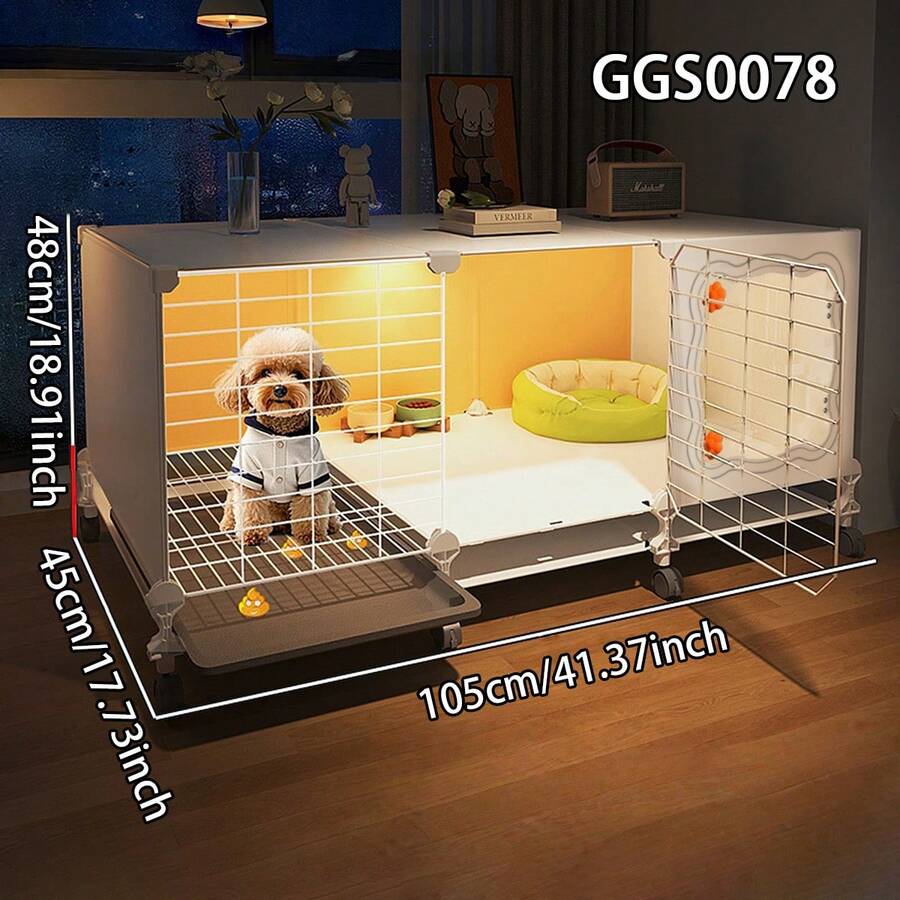 Dog Crate With Potty, Large Indoor Rabbit Hutch, Cat Cage With Litter Box, Small Animal Cage - Multicolor - View 1