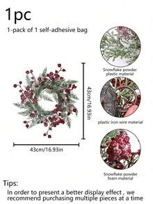 1PC 43CM Simulation Cypress Leaf Fortune Fruit Small Circle Home Hotel Shopping Mall Hanging Decoration Wreath Party Decoration, Valentine Day, Gift Home Decor Christmas Decorations Room Decor Christmas - Red - View 14