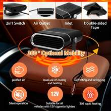 Dazone Portable Car Heater Electric Heating Fan Defogger Defroster Demister Cooler 12V 150W  Electric Car Heater & Defroster Rapid Heating Cooling Fan For Vehicle - Black - View 9