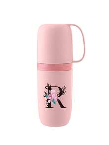 1个便携式旅行牙刷杯，花卉字母A-Z印花，牙刷架盖，可拆卸杯子，旅行洗漱杯，便携式旅行美容杯，字母系列印花防尘收纳盒，户外牙刷收纳盒，适合旅行、露营、出差、上学、户外活动，节日礼物、生日礼物、圣诞礼物（粉色） - 彩色 - 查看 20