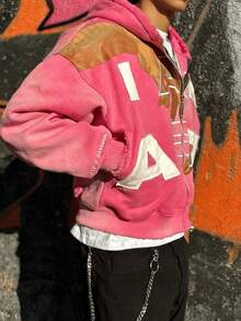 Y2k Graphic Zip Up Hoodies For Women Long Sleeve Casual Sweatshirt Jacket - Pink - View 4