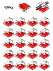 30pcs Adhesive Cable Clips For Outdoor, Christmas Light Clips, Decoration Clips, Self Adhesive Hooks Cord Management Wire Holder, Fairy Light Accessories