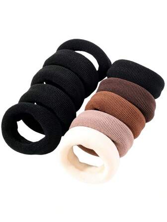 5개/10개 두꺼운 머리끈, 높은 탄성 내구성 고무 밴드, 이음매없는 큰 머리 스크런치, 포니 테일에 적합, 대량 머리 액세서리, 헤어 엘라스틱, 헤어 로프