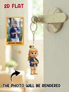 Customized 2D Character Art, Render 2D Personalized Figure Based On Uploaded Photo, Unique Keychain Gift For Family And Friends - As Shown - View 6