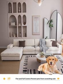 1件装毛绒提花防滑沙发座垫套，柔软亲肤，防宠物抓挠，弹性沙发套，适用于L型组合沙发和1/2/3/4座沙发，四季皆宜（单独出售） - 米色 - 查看 7