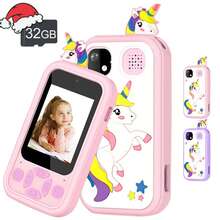 Regalo de smartphone para niños, adecuado para regalos de Navidad, cumpleaños y Año Nuevo para niños de 3 a 12 años, juguete de teléfono para niños con botones equipado con tarjeta SD de 32 GB, aprendizaje, reproductor de música y juegos