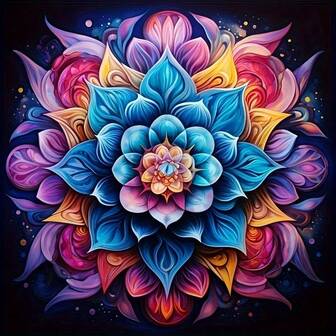 Kit de pintura de diamantes 5D de mandala - Arte de diamantes DIY redondo, juego de artesanía de lienzo floral, decoración del hogar de 11.8x11.8 pulgadas