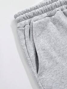 Printed Pattern Casual Sports Long Pants, Suitable For All Seasons, Loose And Well-Fitting, Suitable For Both Men And Women, Street Casual Wear, Comfortable, Jogging For Exercise, Commuting, Tapered Pants - 淺花灰 - 查看 4