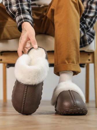 1 Pair Unisex Plush Lined Slippers, Soft Cloud-Like Comfort, Non-Slip Indoor Slippers, Cozy Warm Slippers, Comfortable Wear, Ideal For Home & Office In Winter