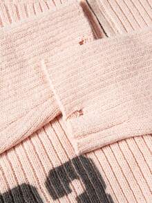 ANDREILEE كارديجان كنزة صوفية محبوكة بياقة عالية، أكمام طويلة، كتف منسدل، طباعة حرفية، لون أحادي، طراز شارع عالي، موديل جديد لربيع وخريف وشتاء، يناسب الجنسين - وردي - مشاهدة 9