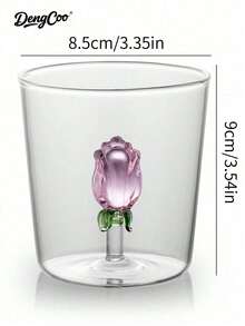 Dengcoo 1 chiếc cốc thủy tinh hình hoa hồng - Cốc cà phê thủy tinh borosilicate cao cấp có họa tiết hoa, hoàn hảo để nhâm nhi một cách thanh lịch - Cúp hoa hồng - Xem 9