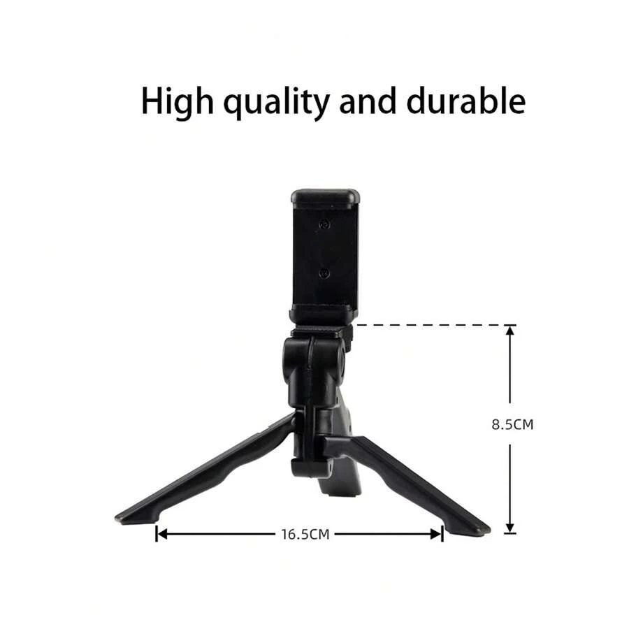 迷你三脚架，可调节桌面/手持三脚架，带脚垫和柔软手枪式握把，适用于单反相机、摄像机、智能手机等。 - 黑色 - 查看 1
