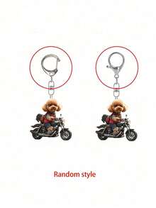 Llavero de acrílico con diseño de caniche en motocicleta lindo, accesorio multifuncional para llaves de auto, diseño de patrón 2D impermeable, adorno exquisito para amantes de las mascotas, accesorio de motocicleta, diseño plano 2D, adecuado para colgar en mochilas y llaves, regalo perfecto para familiares y amigos - Multicolor - Ver 9