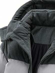 男士秋冬撞色加厚保暖户外运动休闲连帽羽绒服 - 灰色 - 查看 6