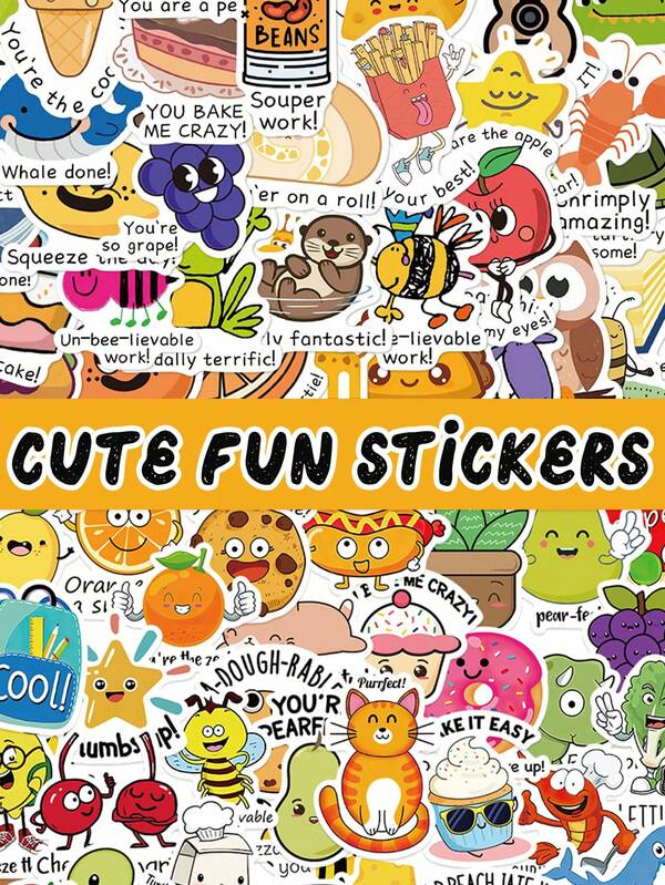 50pcs Cute Fun Themed Stickers Matte Surface Non-Repeating Suitable For Water Bottles Computer Mobile Phone Cases Guitar Manuals Calendars Party Decorative Stickers Perfect For Gifts For Friends And New Year Winter Easy To Peel And Stick Irregular Shape