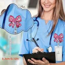 1pc Pink Bow Design Retractable Badge Clip, Suitable For Nurses, Doctors, Office Staff - Stethoscope Design Badge Clip, Suitable For Hospitals, Clinics, Workplaces - Professional ID Badge Reel, ID Badge Holder, Medical Staff Accessories, Stethoscope Accessories, Gifts For Girls, Back To School, School Supplies, Office, Accessories, Christmas, New Year Gifts, Funny Gifts - Hot Pink - View 9