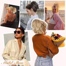 Synthetic Claw Clip Ponytail Hair Extensions Messy Short Straight Ponytail Blonde Brown Heat Resistant Pony Tail Fake Hair Chign - Multicolor - View 8