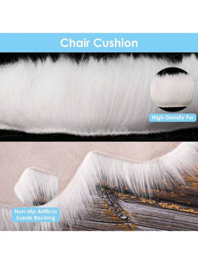 Molain Bench Cushion, Fluffy Carpet, Wit Zachte Faux Fur, Bedroom, Balcony, Couch, Reading Corner, Plush Mini Car Chair, Seat Cover, Hallway, Fireplace, Living Room, Vloer ations (50 Cm Oval) view 4