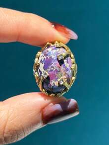 Anillo de flor de rosa púrpura de piedra natural con rama de vid, chapado en oro de 18K con efecto envejecido, joyería para mujer